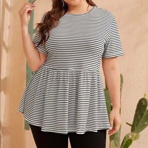 SHEIN black and white stripped plus size top